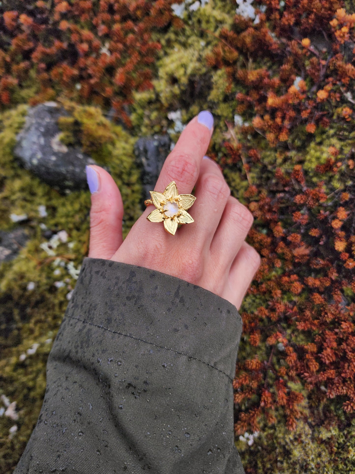 Moonstone Christmas Star Ring