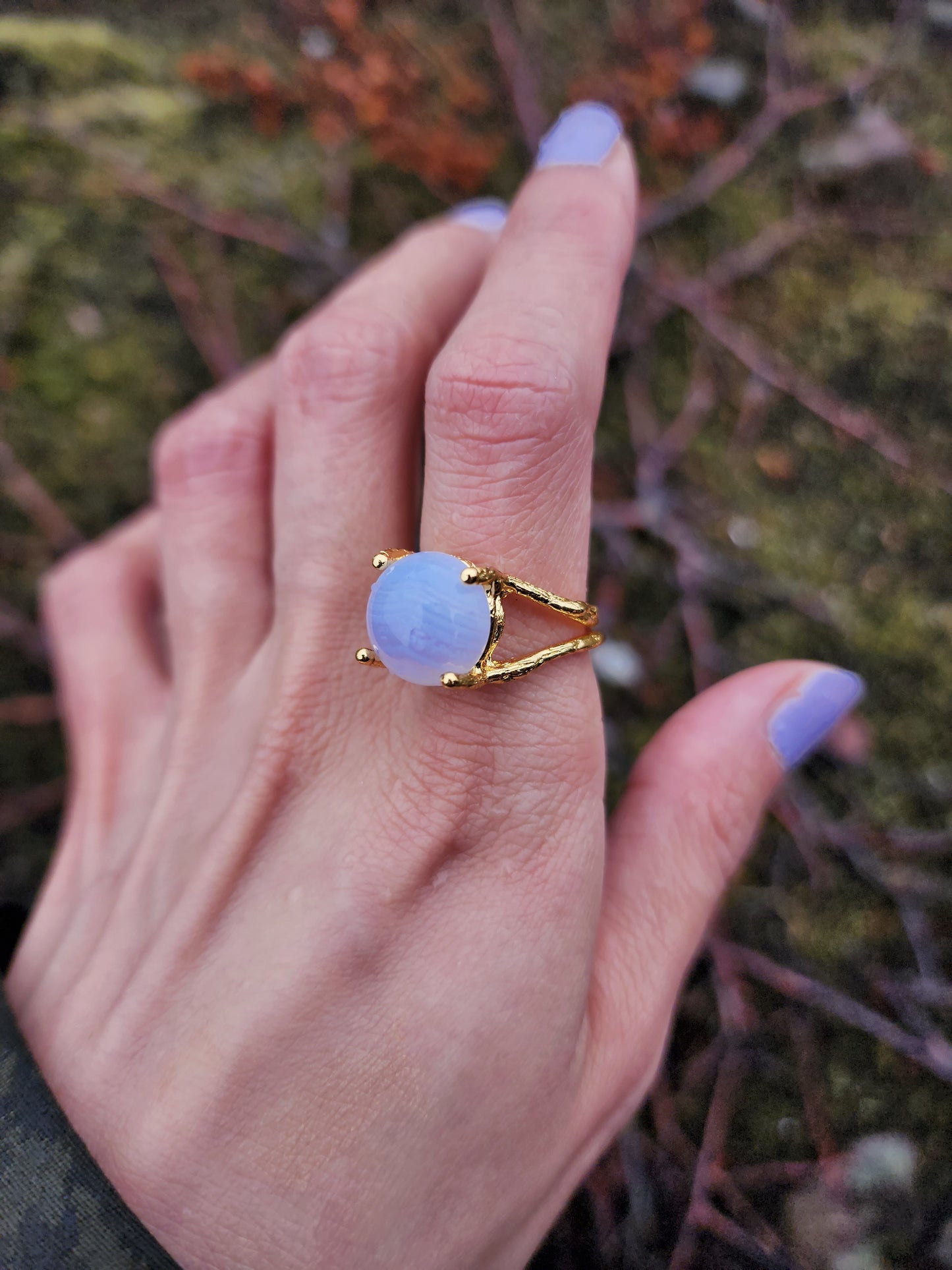 Blue Lace Agate Gemstone Ring