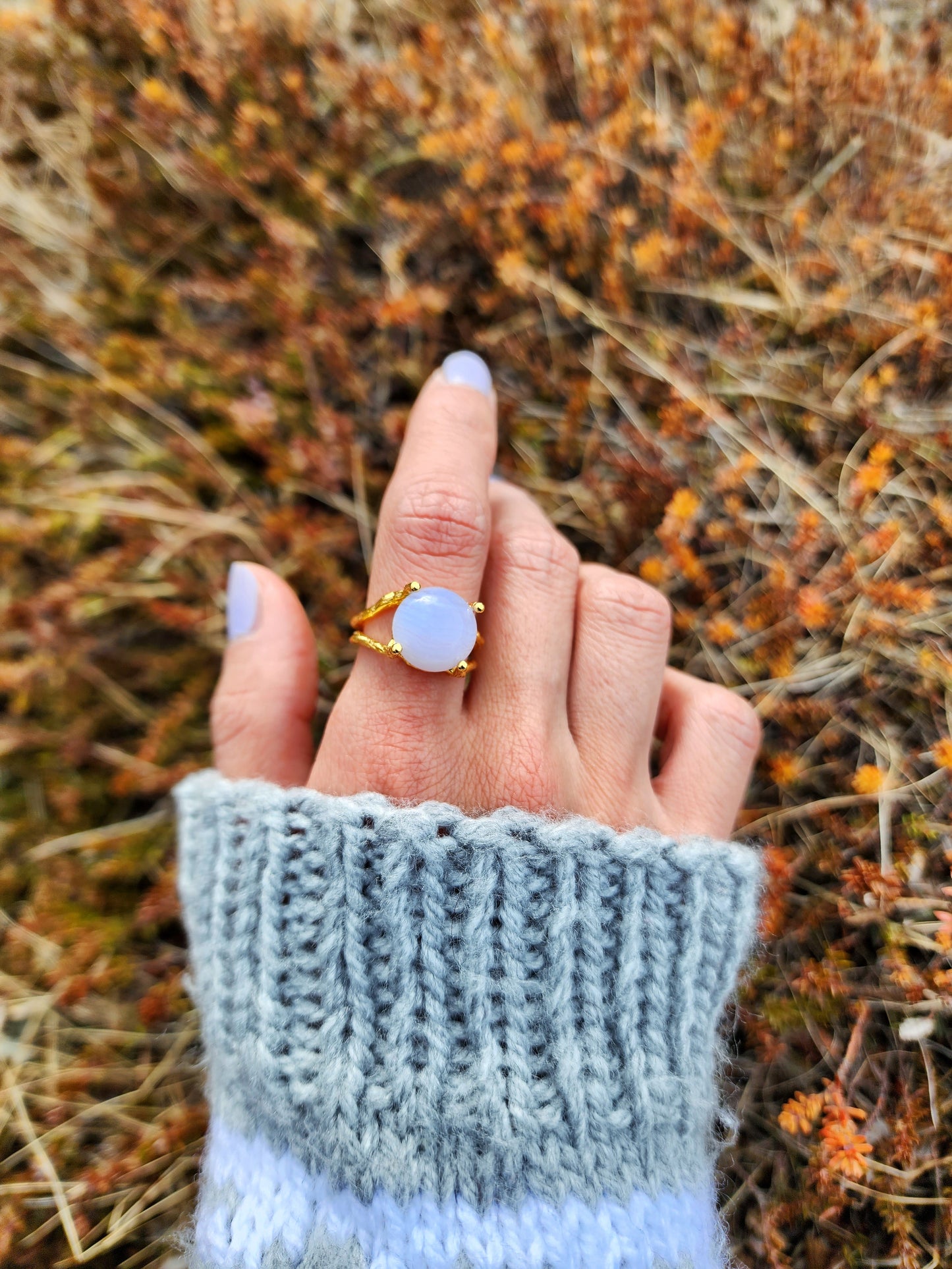 Blue Lace Agate Gemstone Ring