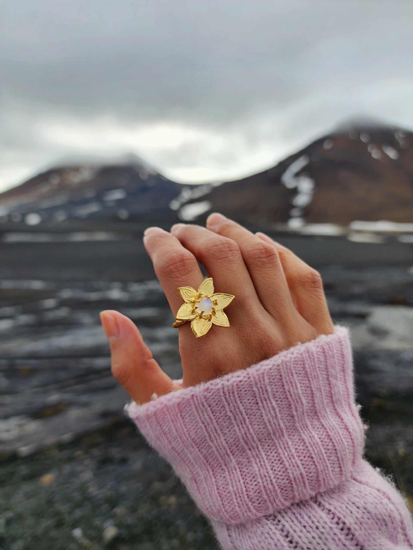 Moonstone Christmas Star Ring