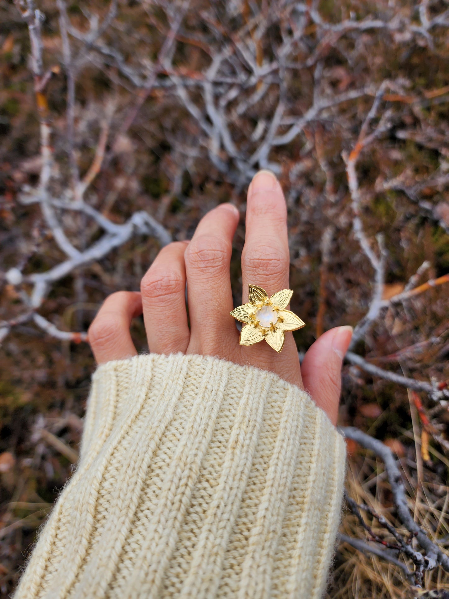 Moonstone Christmas Star Ring