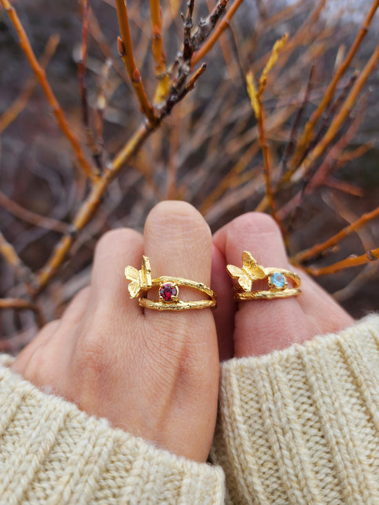 Gemstone Butterfly Ring