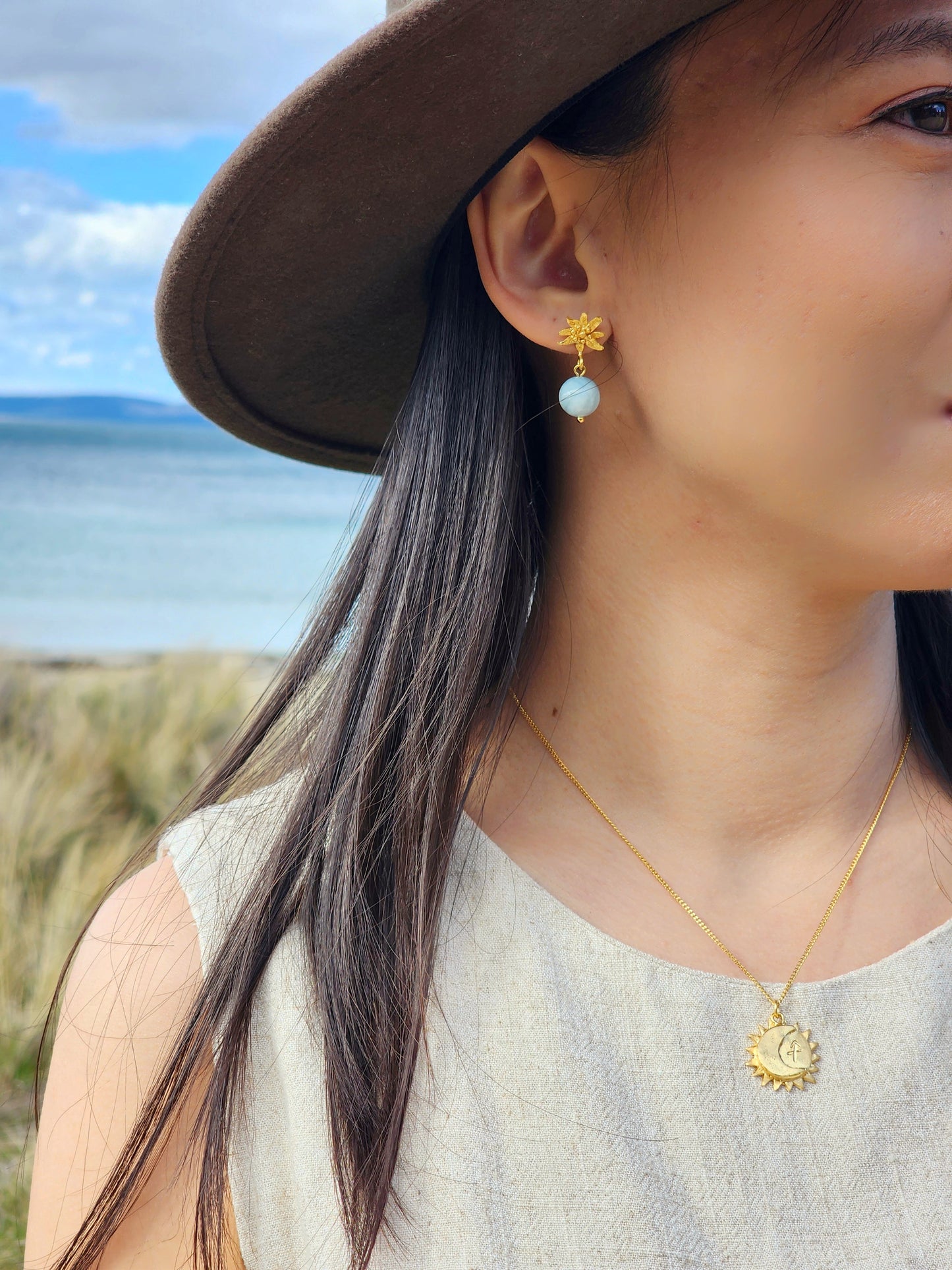 Aquamarine Alpine Flower earrings