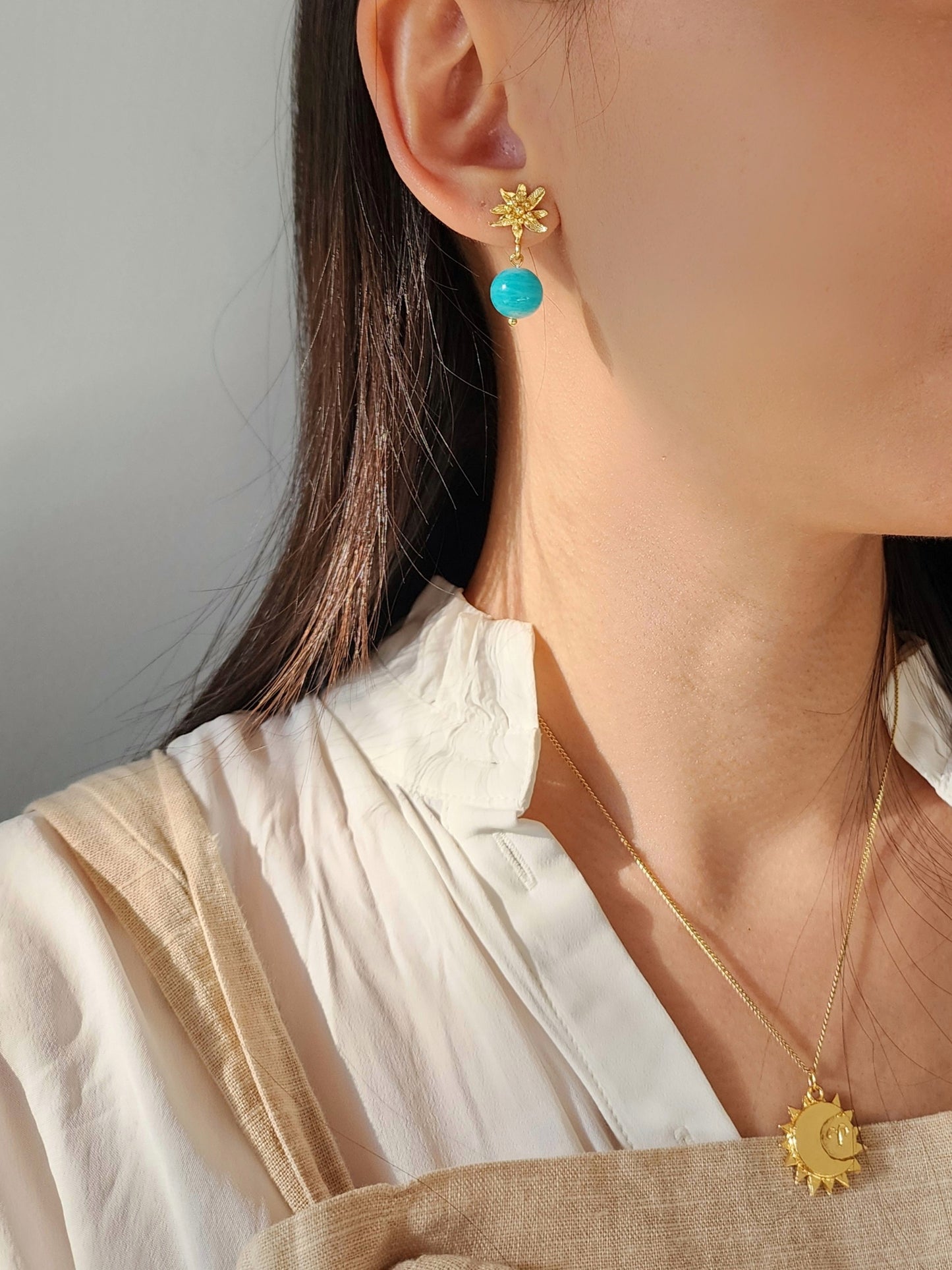 Amazonite Alpine Flower Earrings