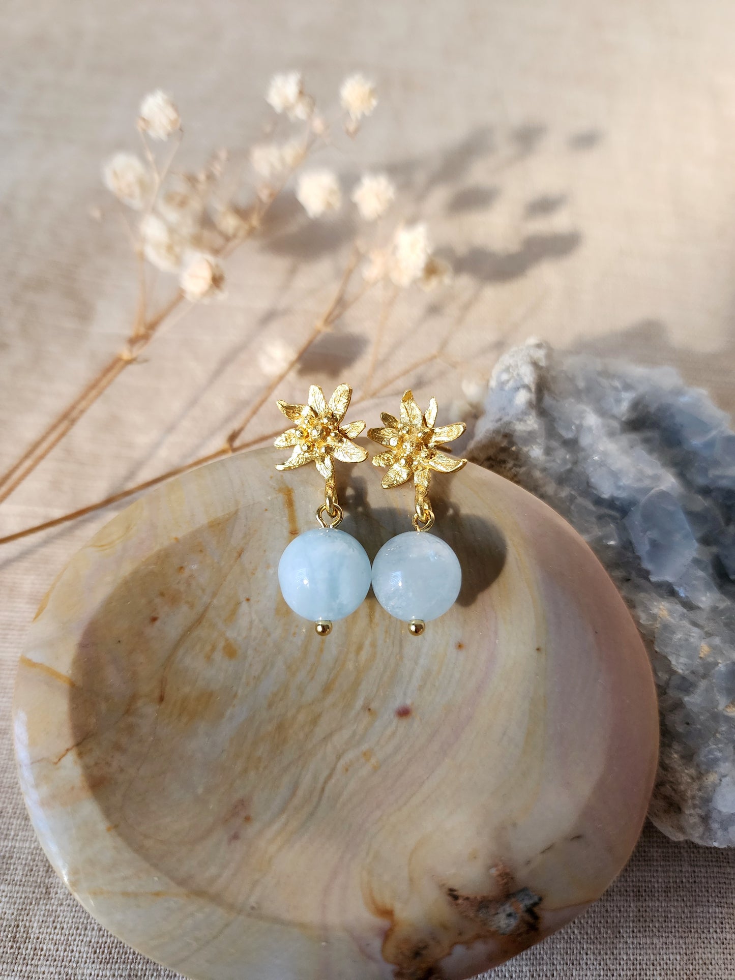 Aquamarine Alpine Flower earrings
