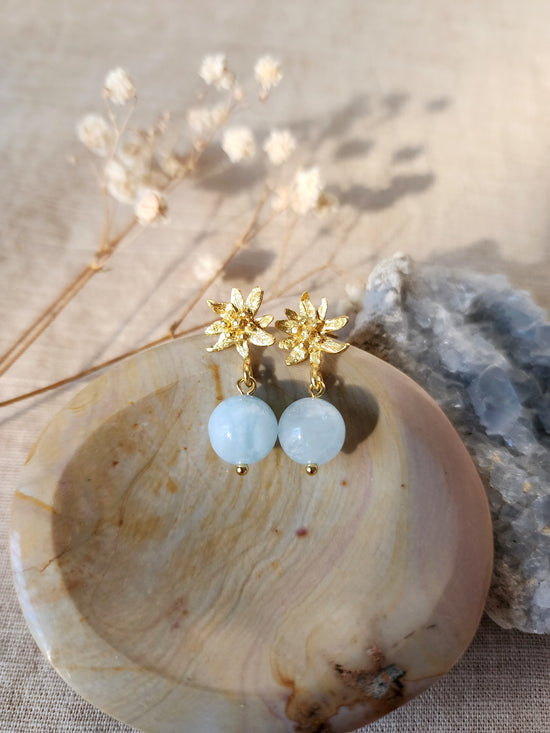 Aquamarine Alpine Flower earrings