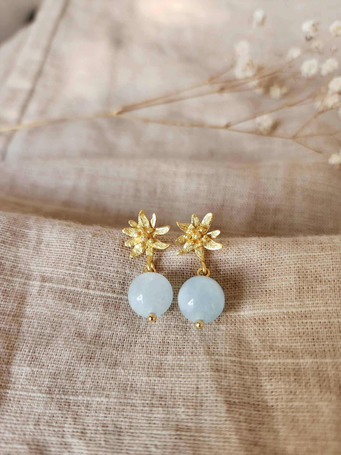 Aquamarine Alpine Flower earrings