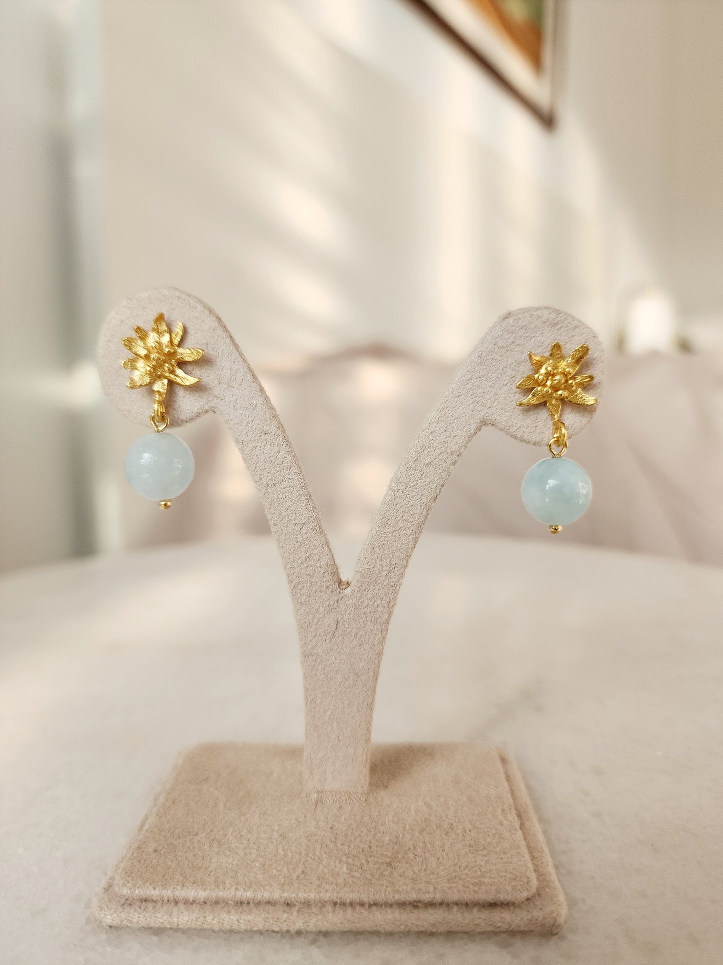 Aquamarine Alpine Flower earrings