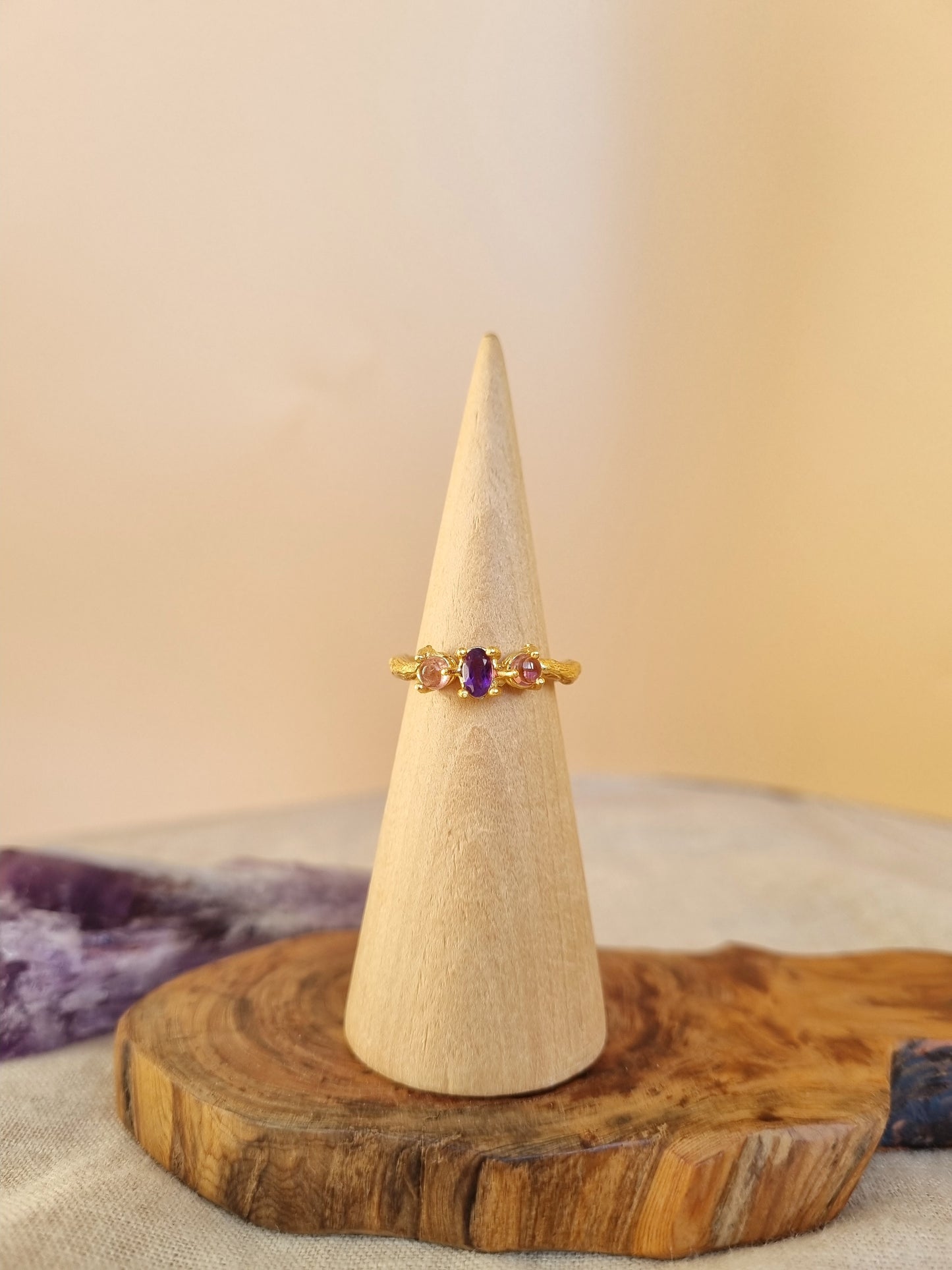 Astra Triple Gemstone Ring - Amethyst or Garnet