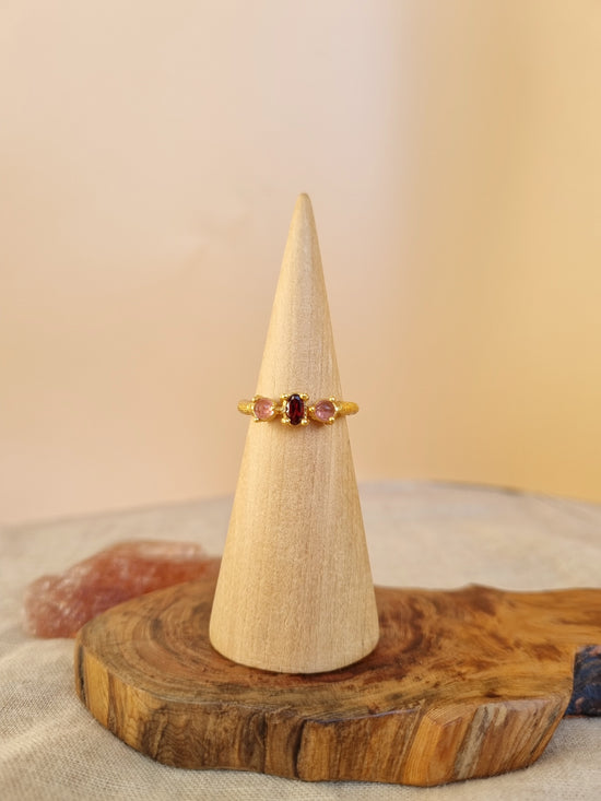 Astra Triple Gemstone Ring - Amethyst or Garnet