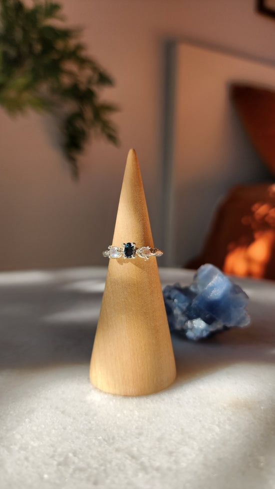 Astra triple gemstone ring - Topaz and Moonstone (Silver)