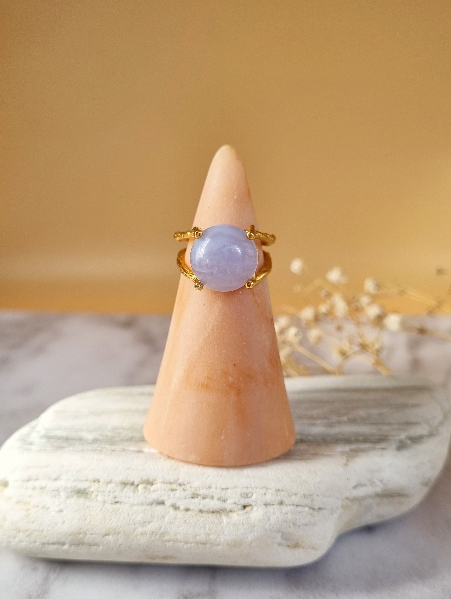 Blue Lace Agate Gemstone Ring