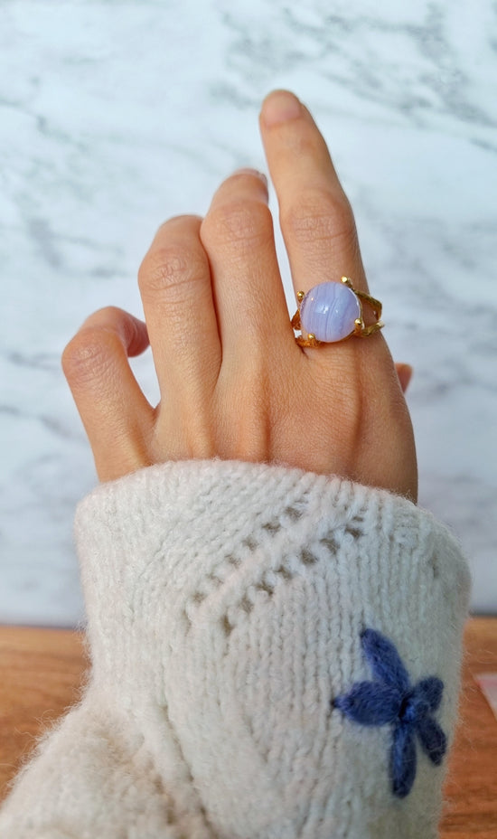 Blue Lace Agate Gemstone Ring