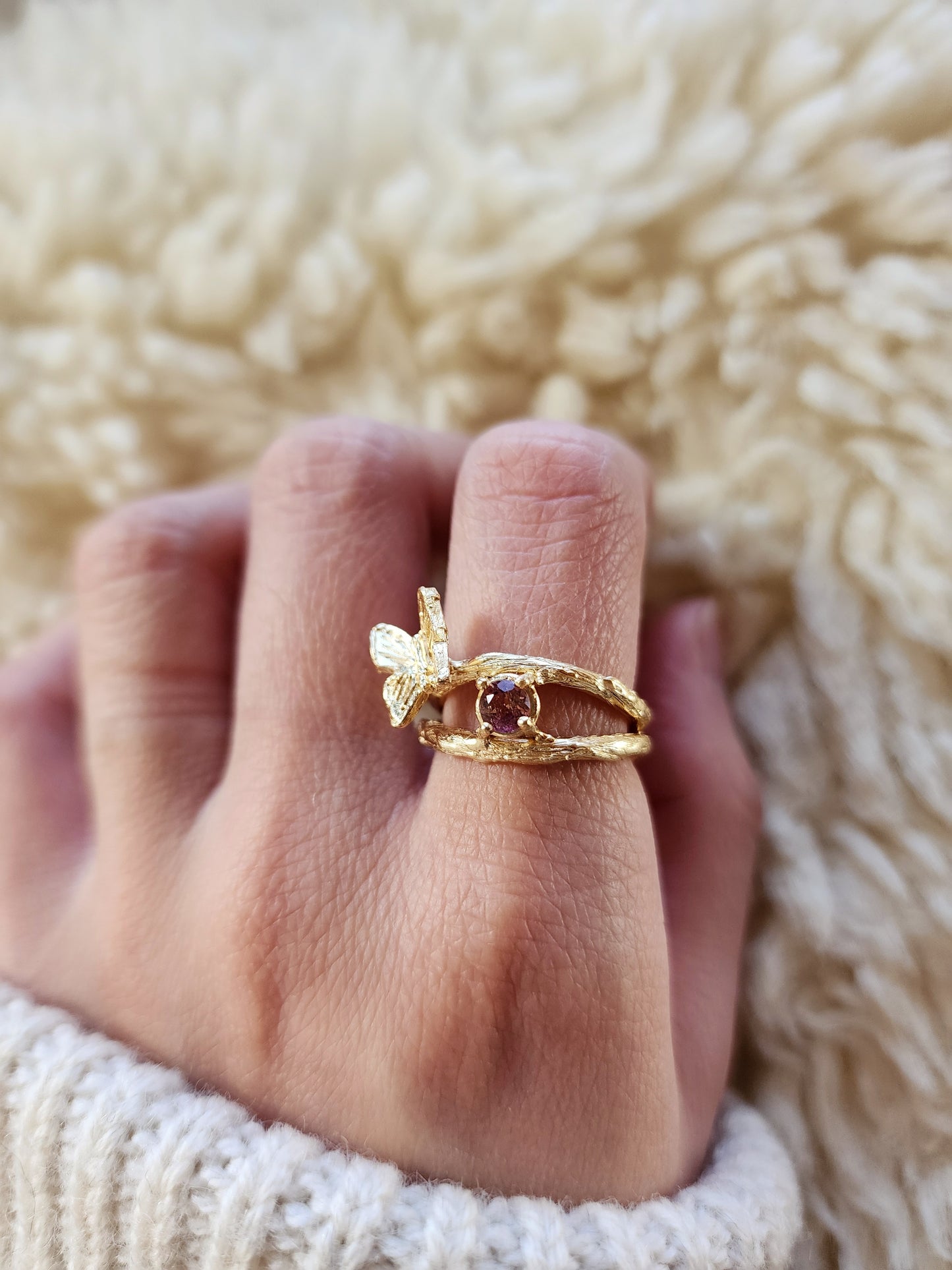 Butterfly Landing Ring - Pink Tourmaline