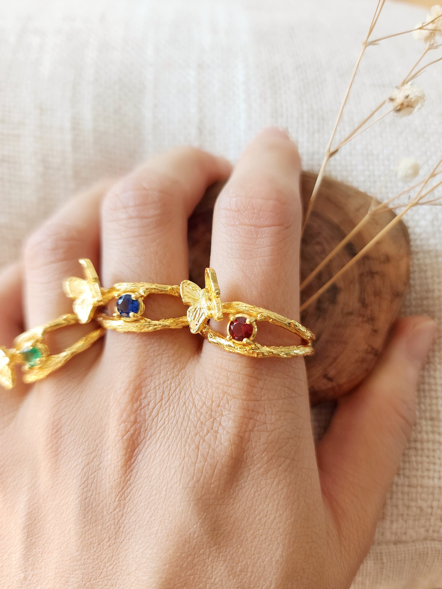 Ruby Butterfly Ring - Gold Vermeil