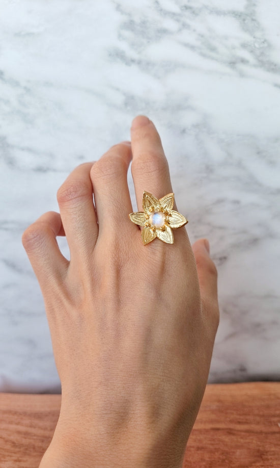 Moonstone Christmas Star ring