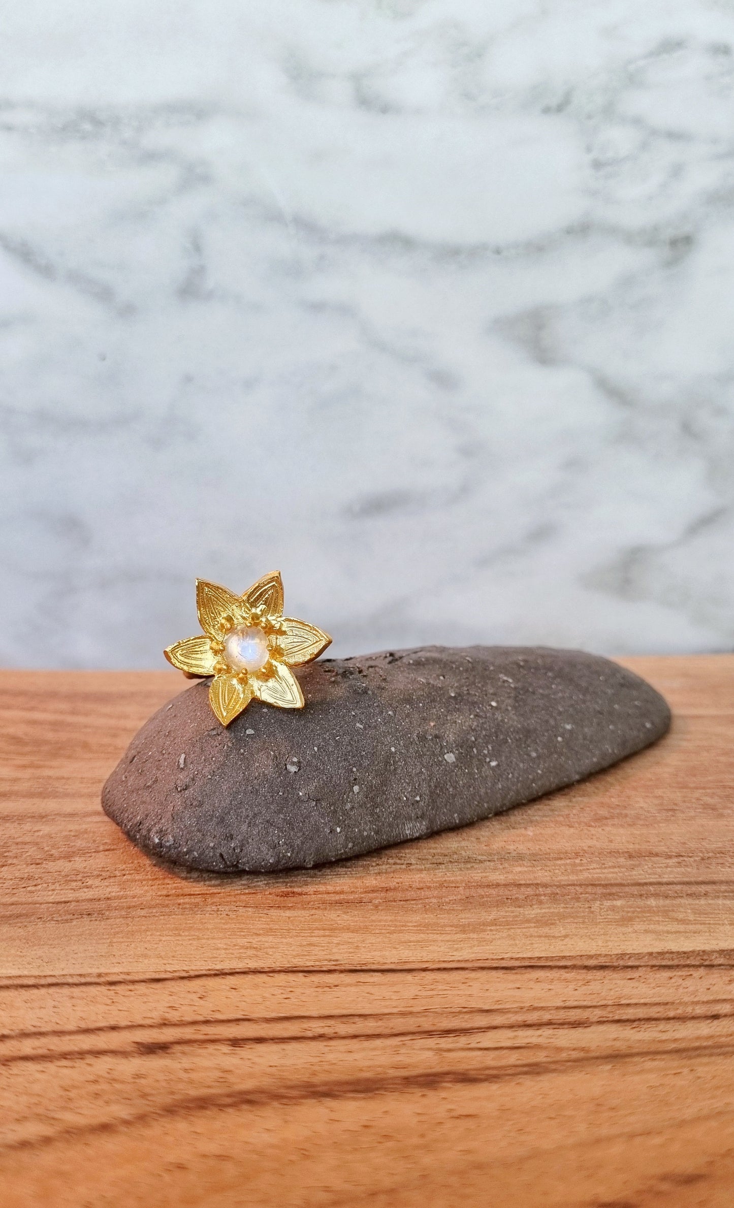 Moonstone Christmas Star ring