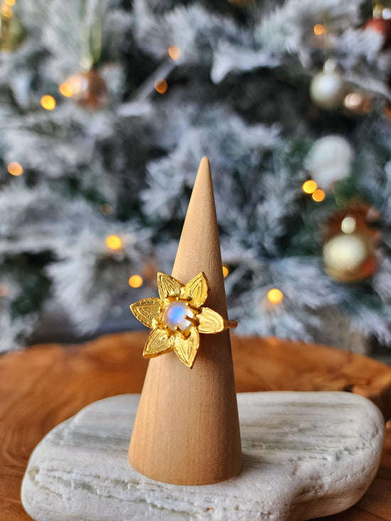 Moonstone Christmas Star Ring