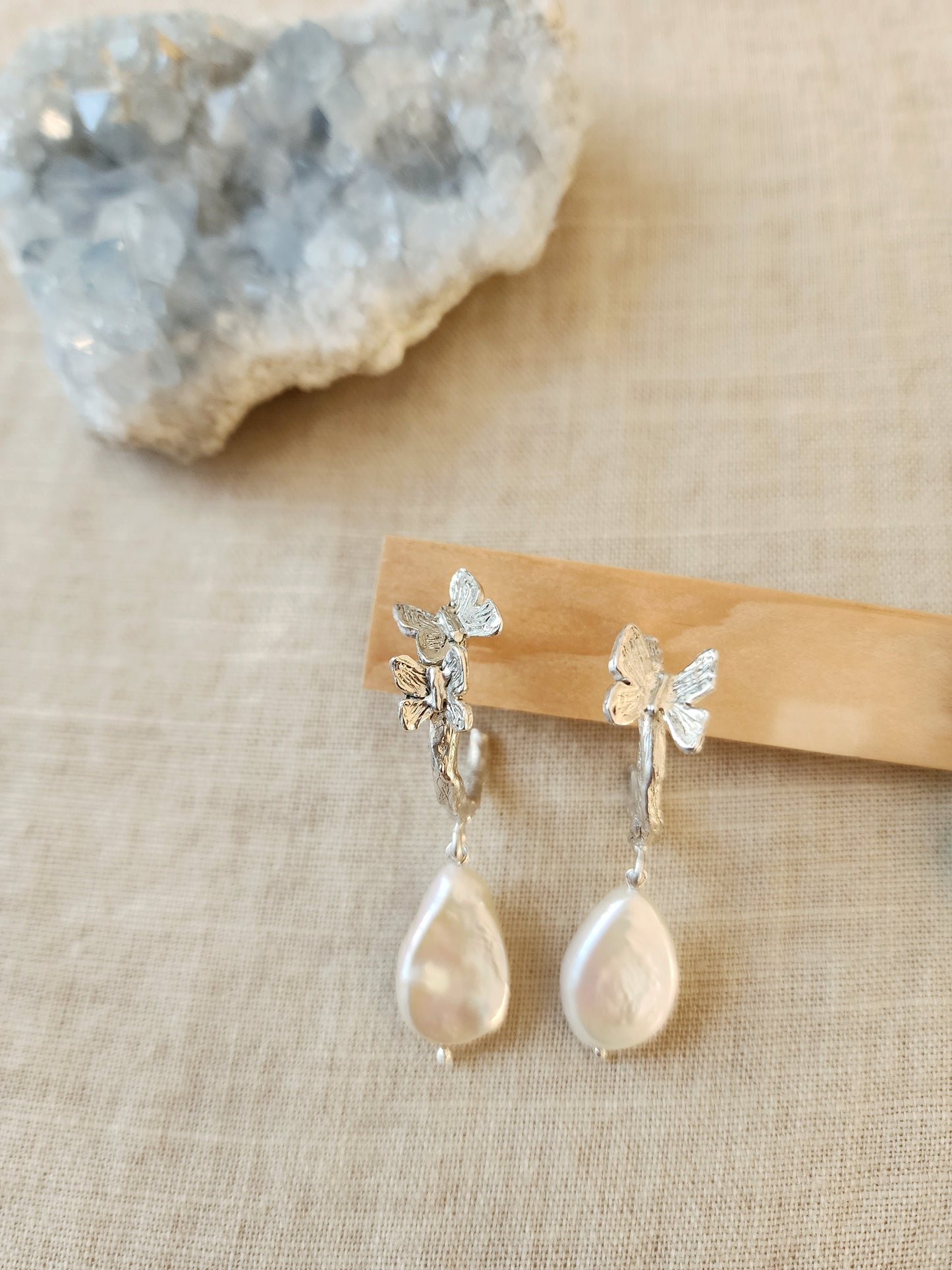 Freshwater Pearl Butterfly Earrings