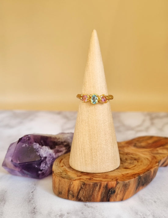 Triple Gemstone Ring - assorted gemstones