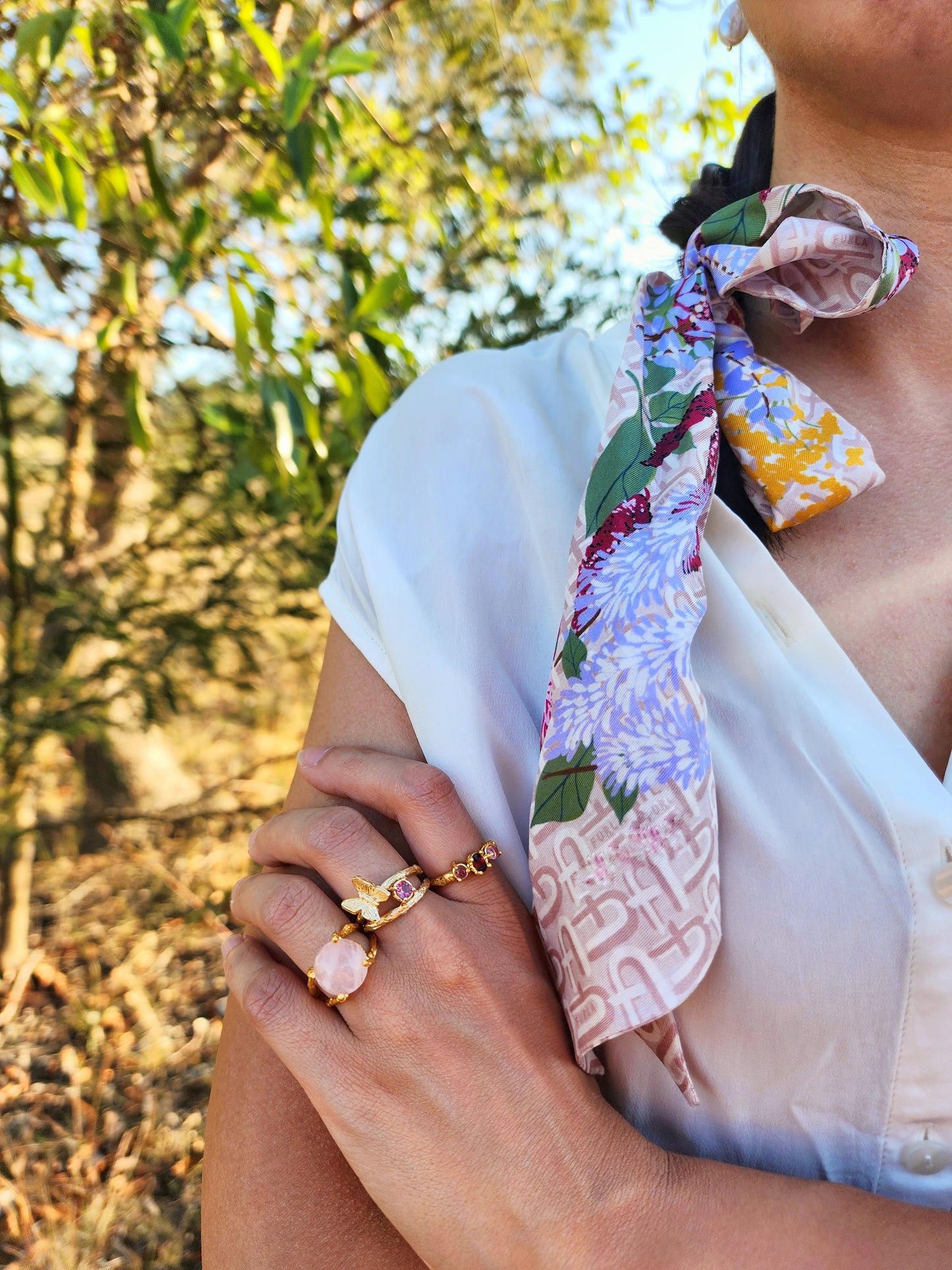 Astra Triple Gemstone Ring - Amethyst or Garnet