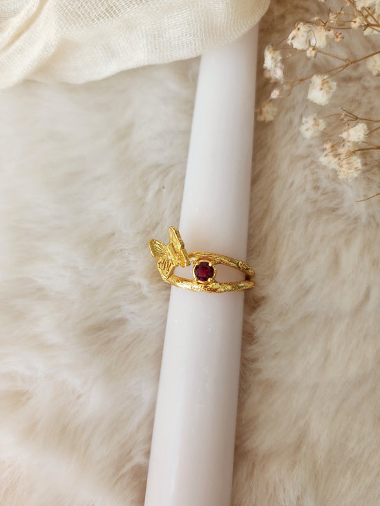 Ruby Butterfly Ring - Gold Vermeil