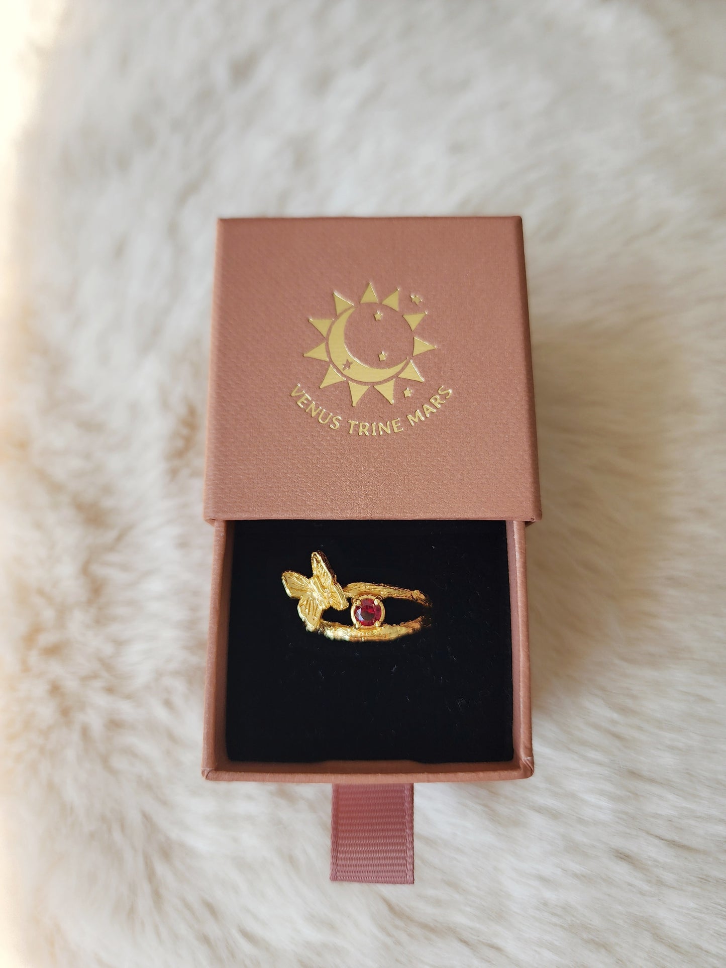 Ruby Butterfly Ring - Gold Vermeil