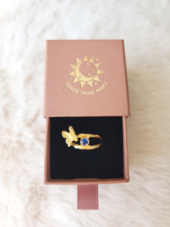 Sapphire Butterfly Ring - Gold Vermeil