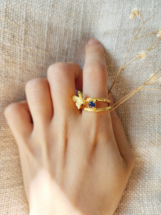Sapphire Butterfly Ring - Gold Vermeil