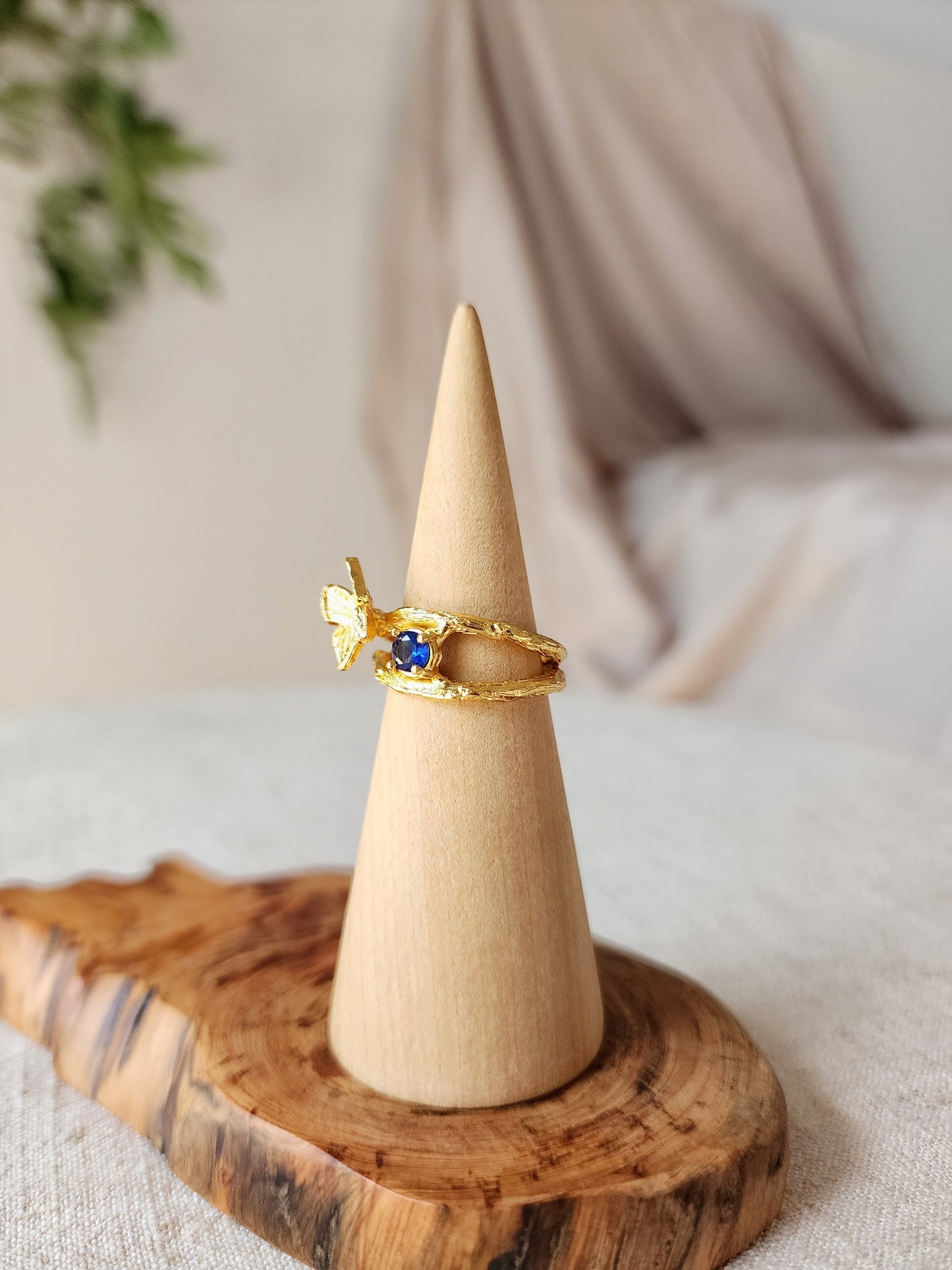 Sapphire Butterfly Ring - Gold Vermeil