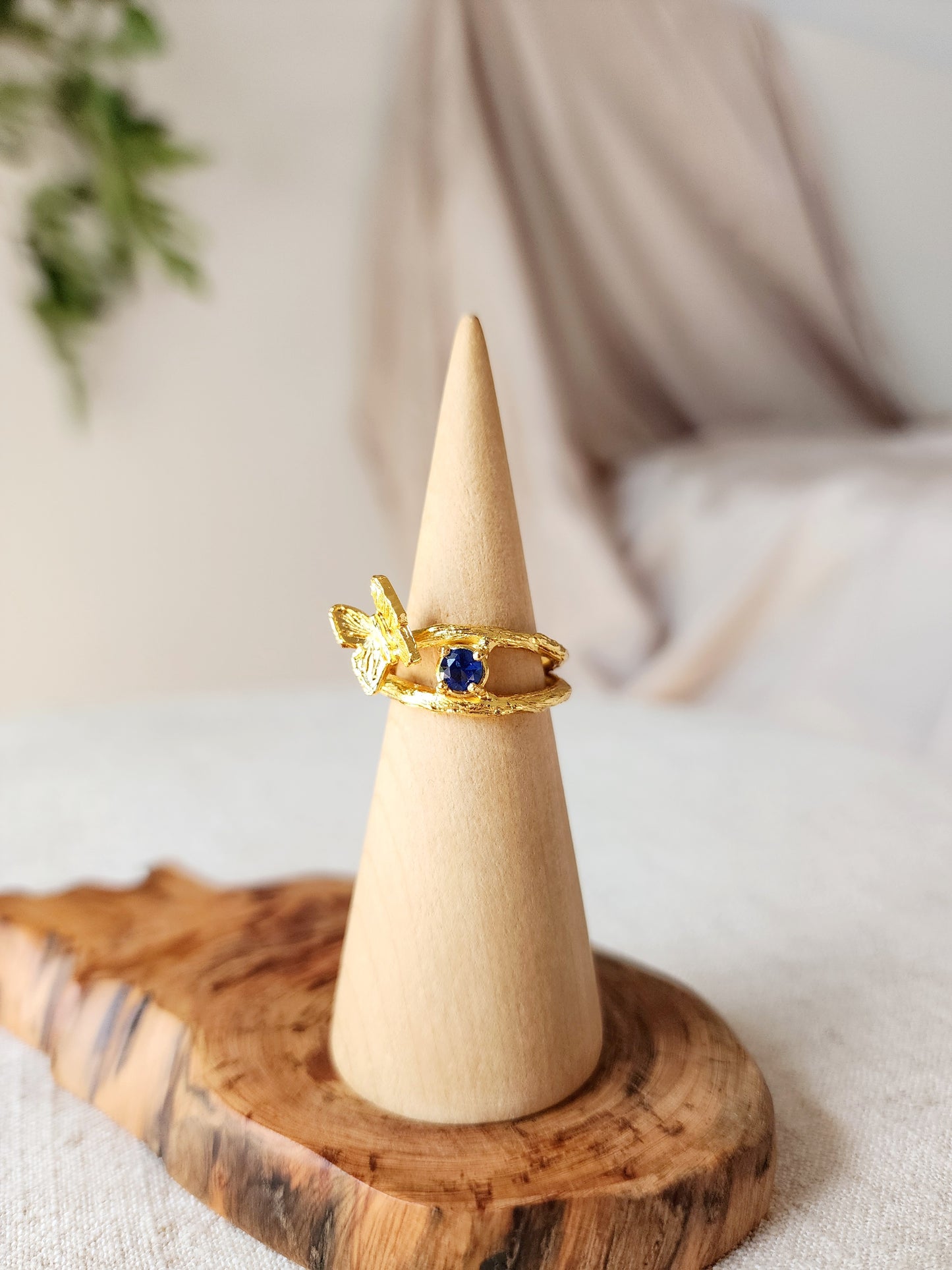 Sapphire Butterfly Ring - Gold Vermeil