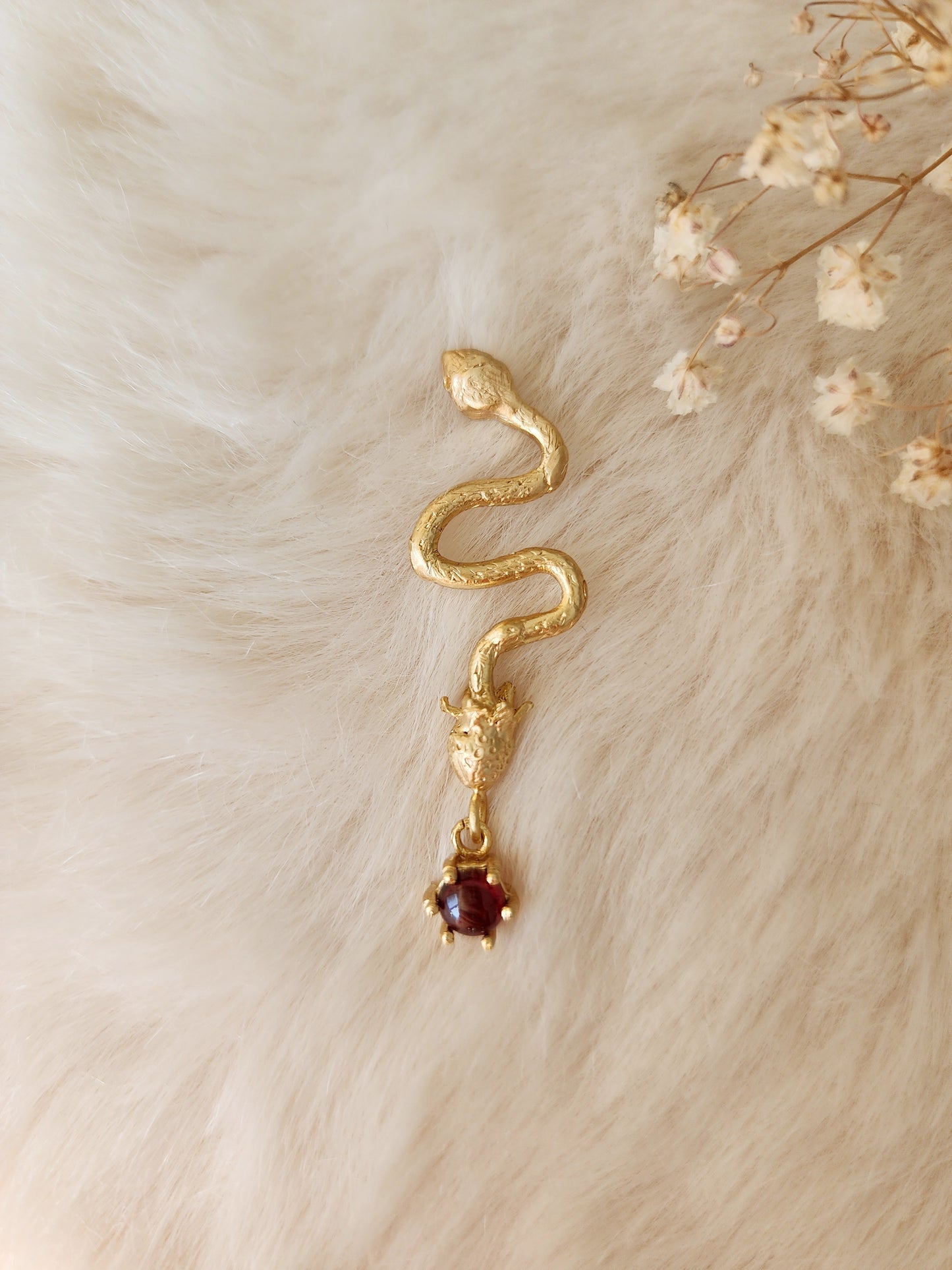 Strawberry Serpent Single Earring