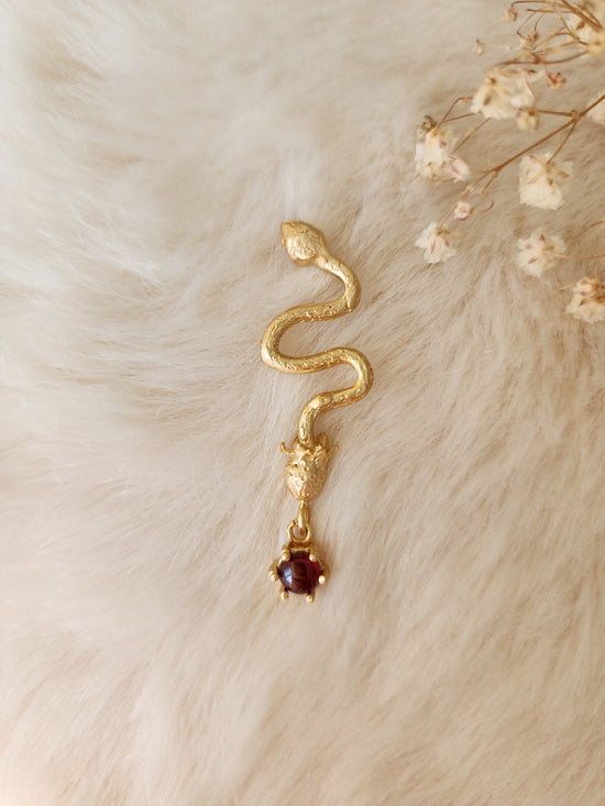 Strawberry Serpent Single Earring