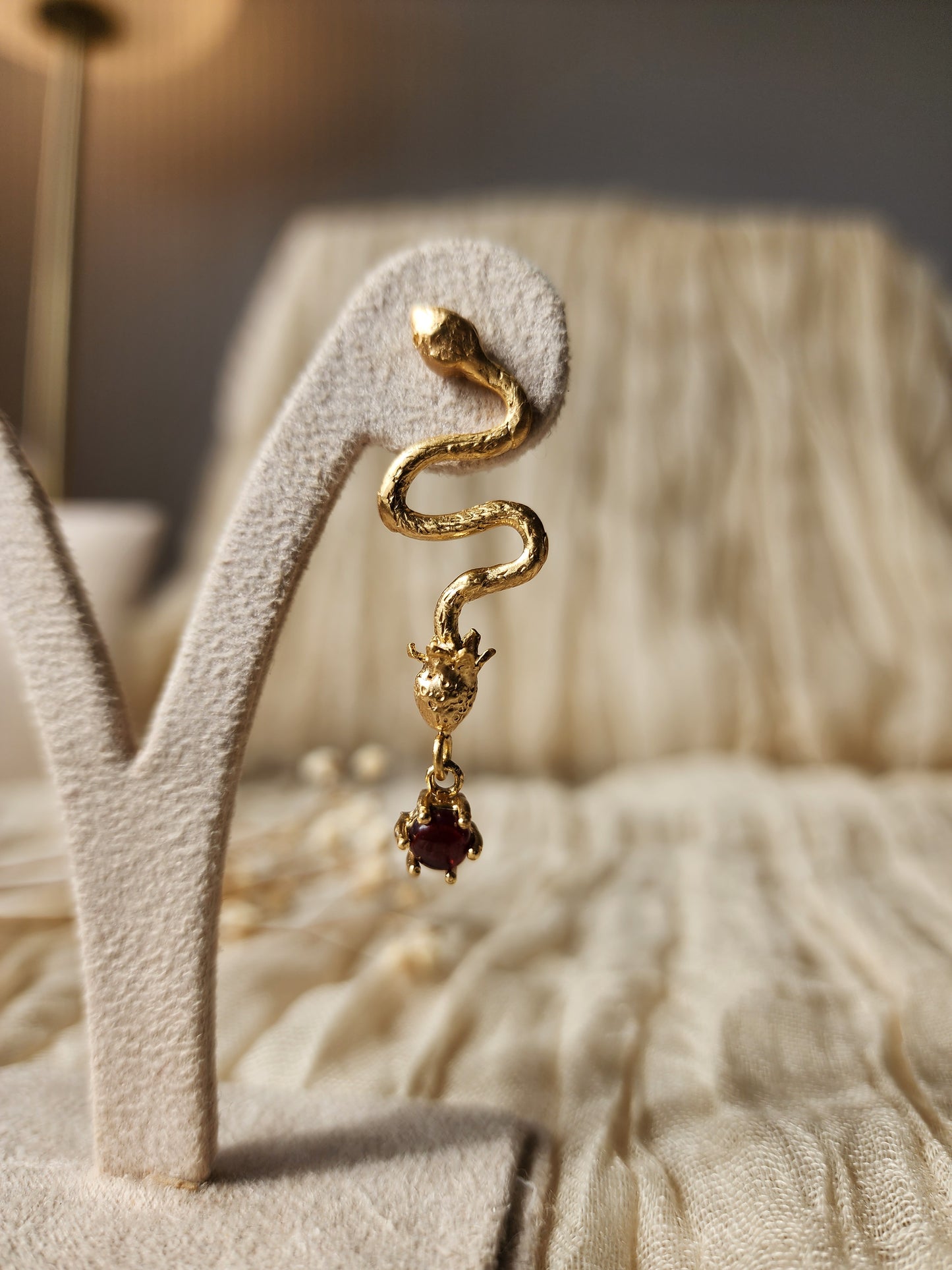 Strawberry Serpent Single Earring