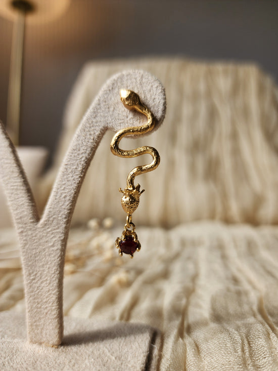 Strawberry Serpent Single Earring