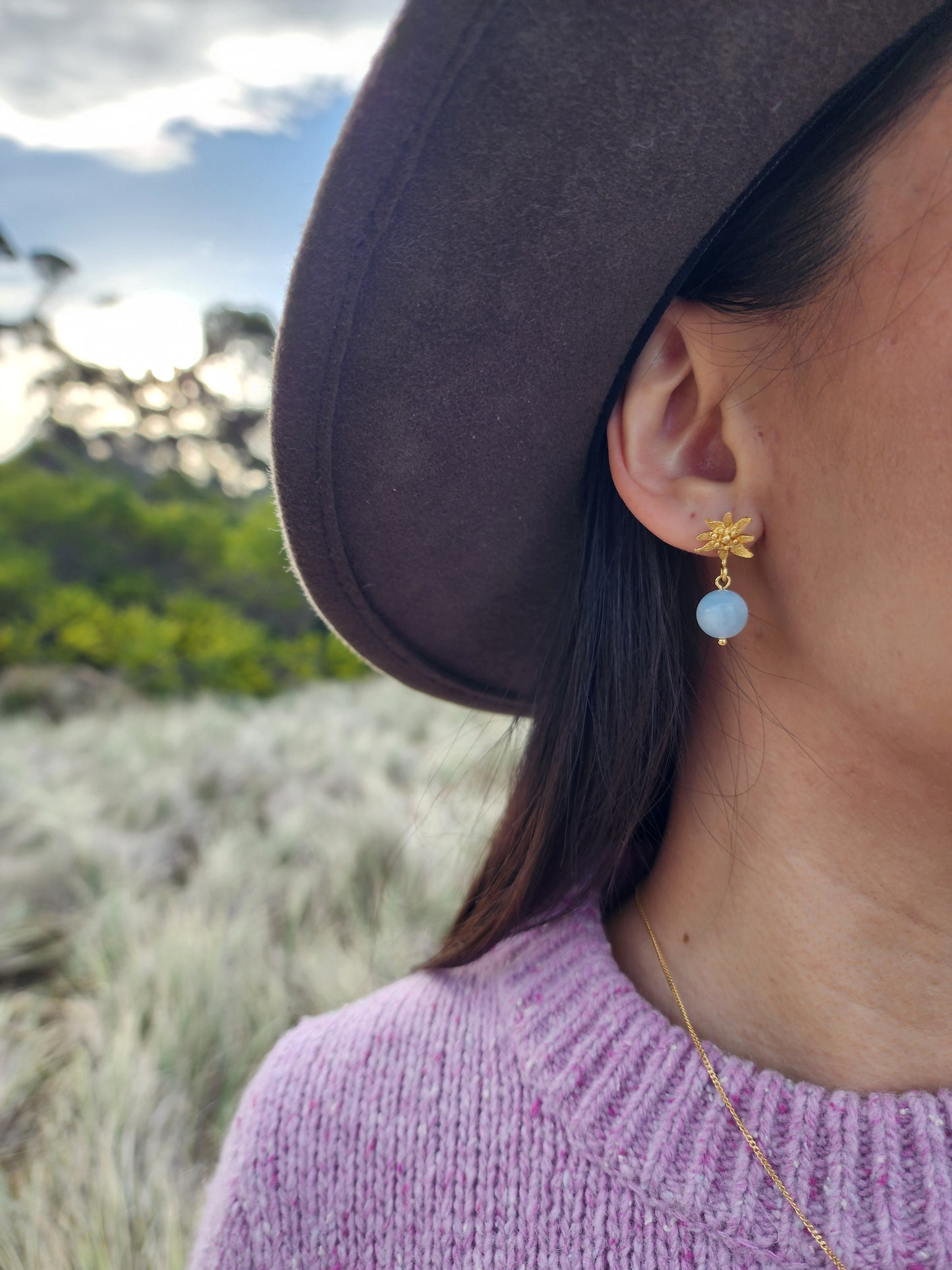 Aquamarine Alpine Flower earrings