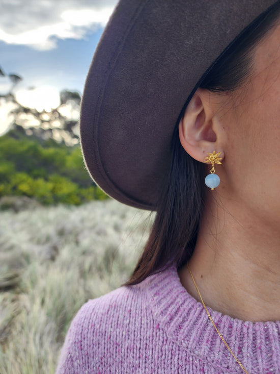 Aquamarine Alpine Flower earrings
