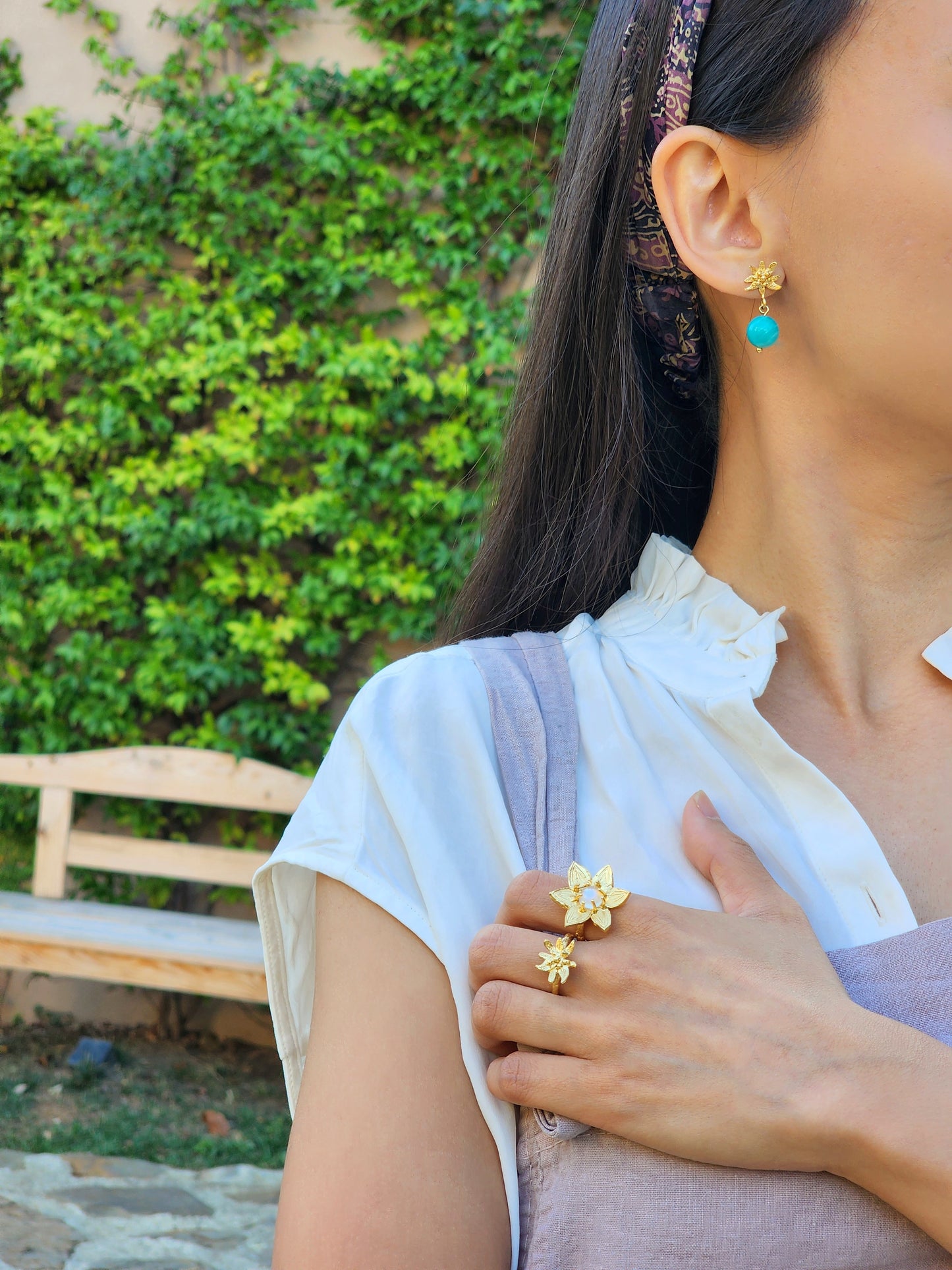 Amazonite Alpine Flower Earrings