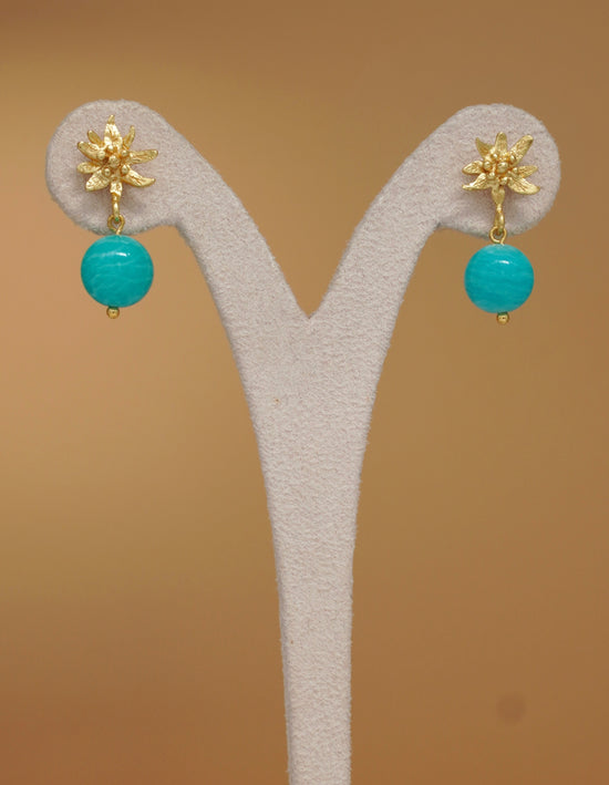 Amazonite Alpine Flower Earrings - Gold Vermeil