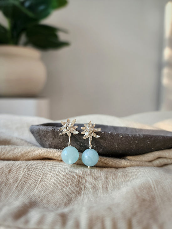 Aquamarine Alpine Flower earrings