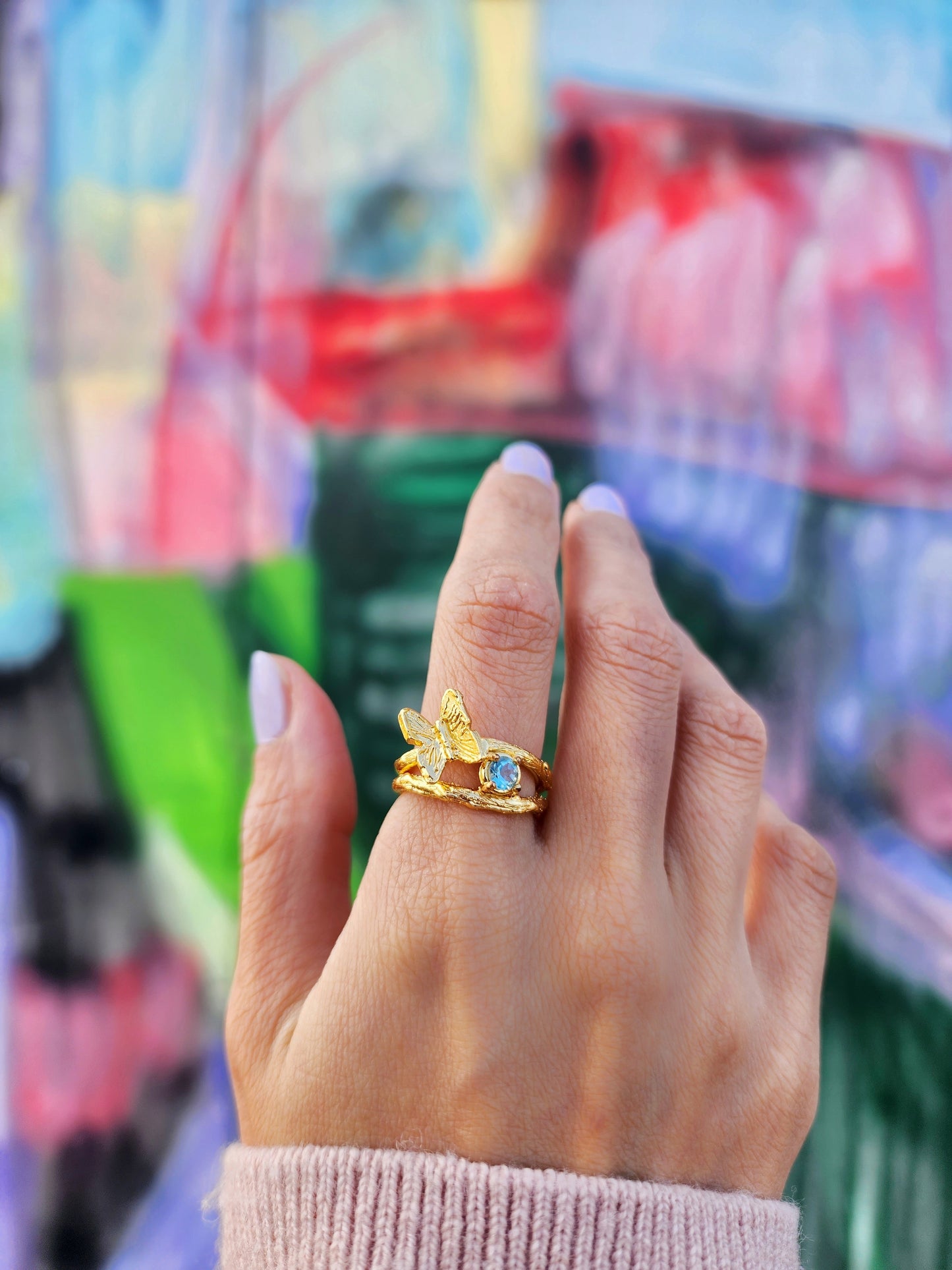 Gemstone Butterfly Ring