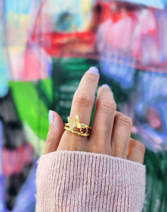 Gemstone Butterfly Ring