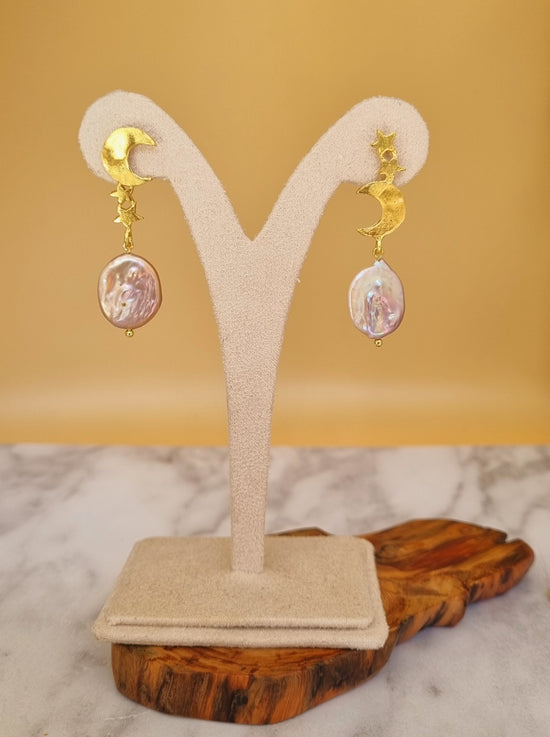 Pink Aurora Galaxy Earrings - Gold Vermeil