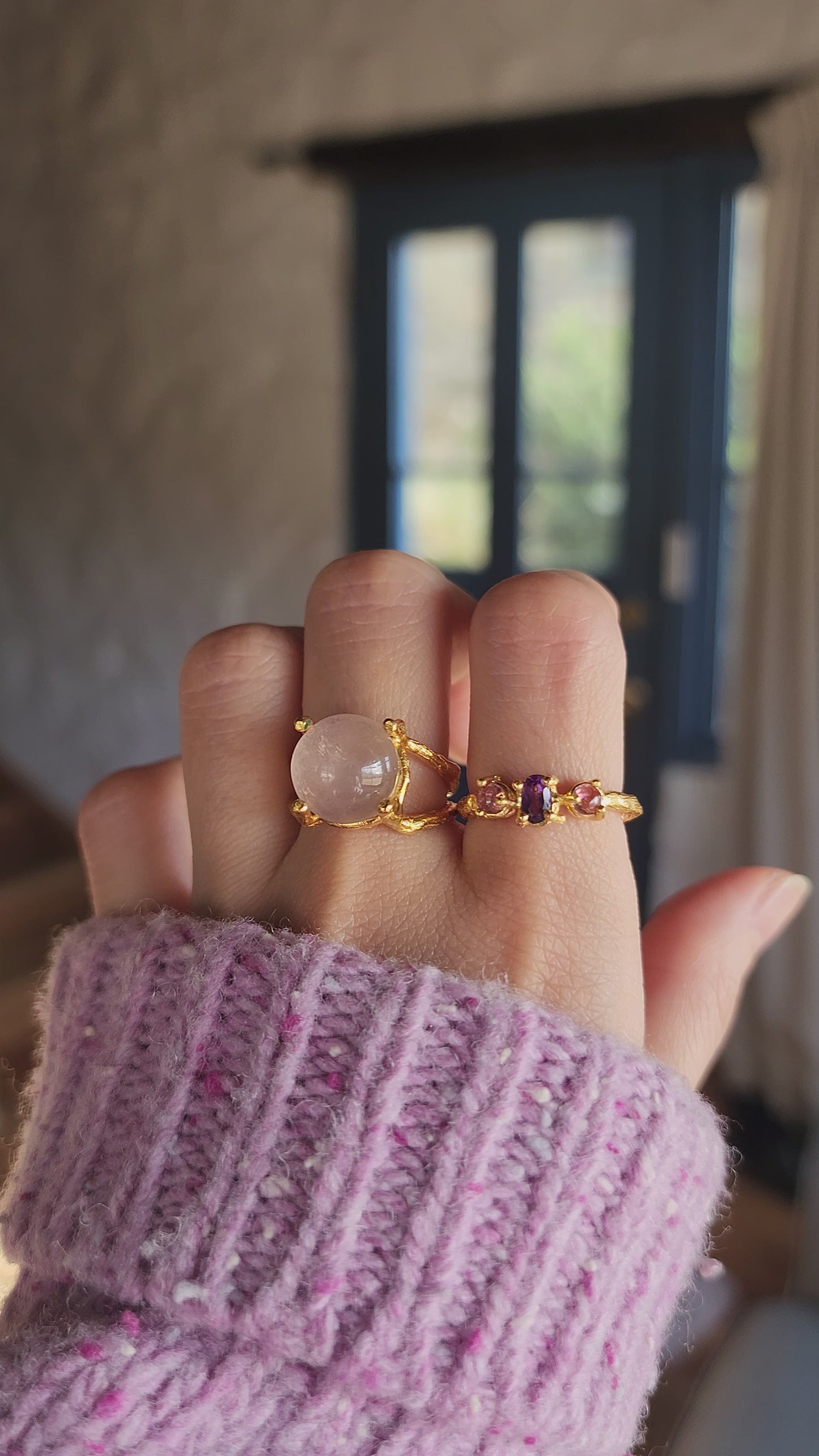 Load and play video in Gallery viewer, Rose Quartz Ring
