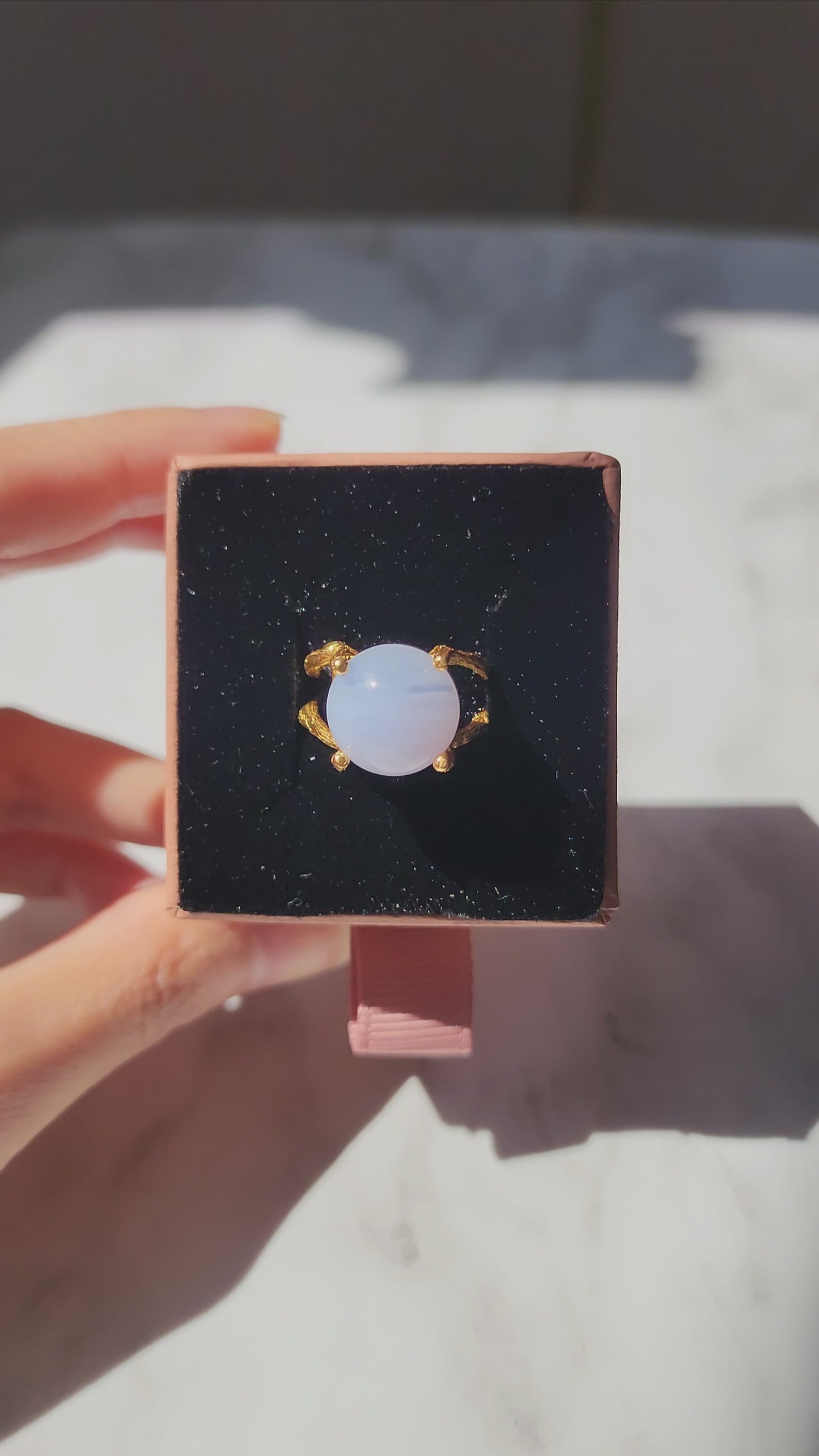 Load and play video in Gallery viewer, Blue Lace Agate Gemstone Ring
