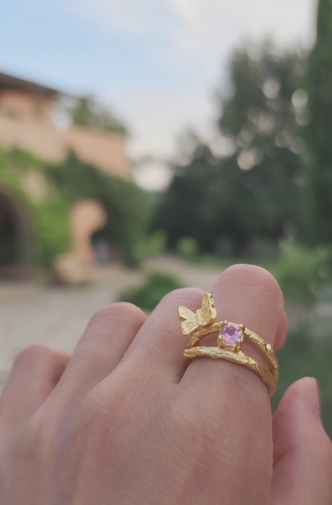 Load and play video in Gallery viewer, Butterfly Ring - Pink Tourmaline
