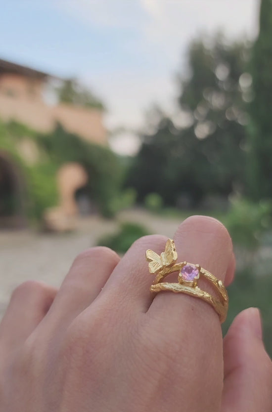Load and play video in Gallery viewer, Butterfly Ring - Pink Tourmaline
