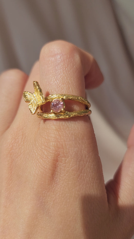 Load and play video in Gallery viewer, Butterfly Ring - Pink Tourmaline
