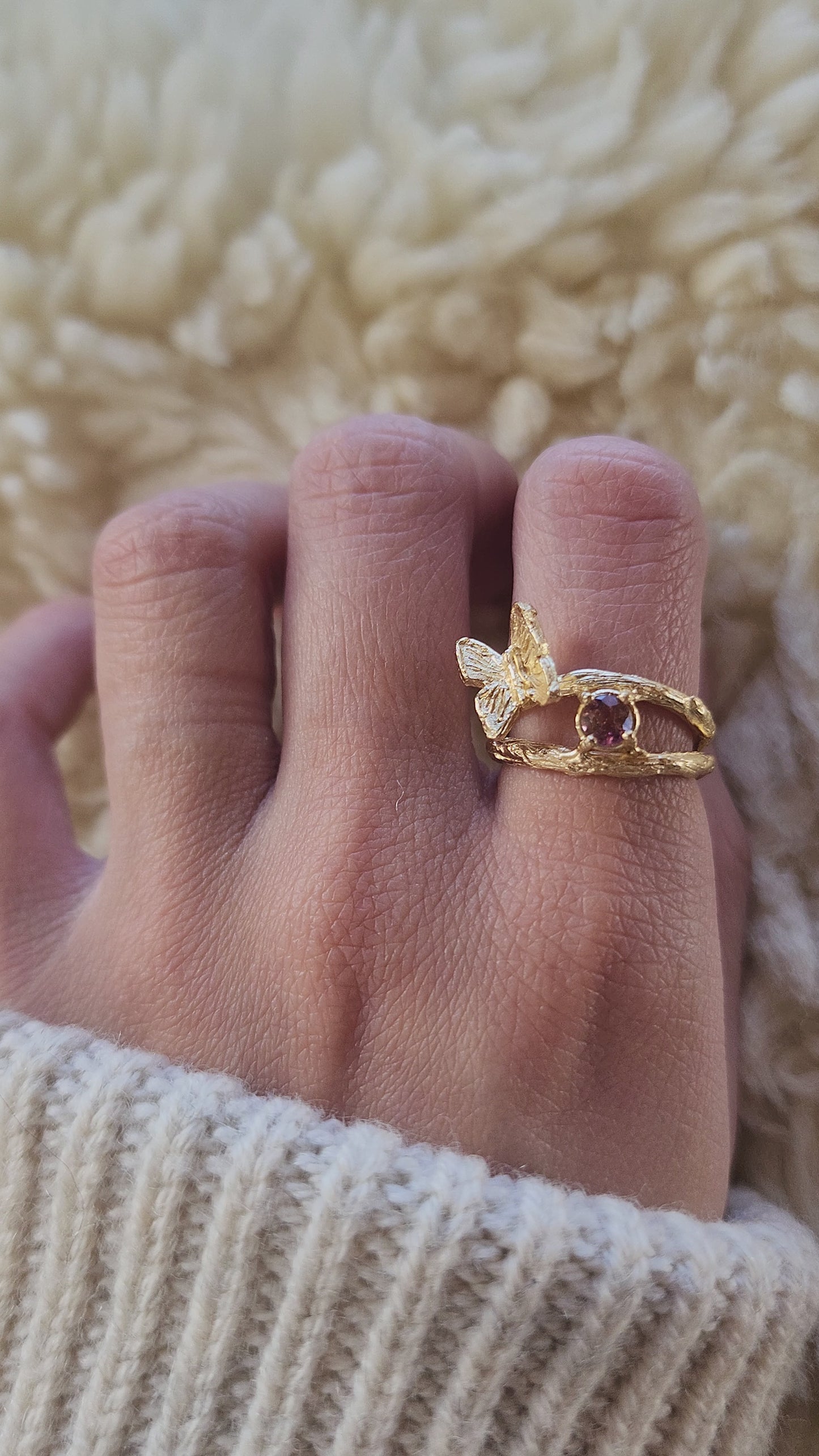 Load and play video in Gallery viewer, Butterfly Ring - Pink Tourmaline
