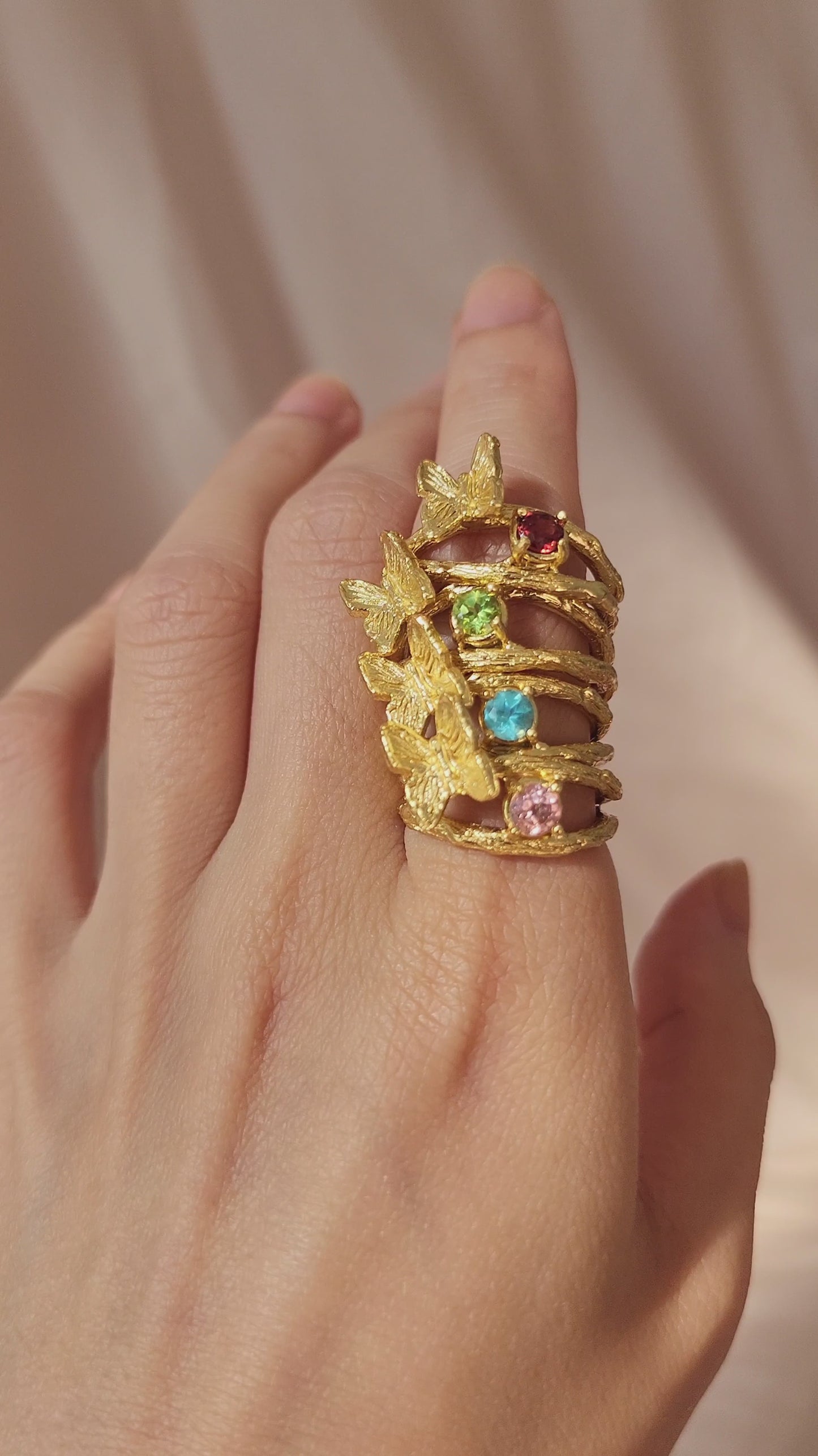Load and play video in Gallery viewer, Butterfly Ring (Variety of gemstones)
